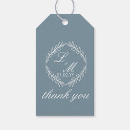 Monogram Script Branch Dusty Blue Wedding Cadeaulabel