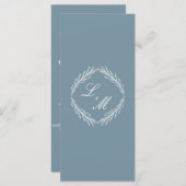 Monogram Script Branch Dusty Blue Wedding Program Menu (Voorkant / Achterkant)