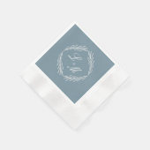 Monogram Script Branch Dusty Blue Wedding Servet (Hoek)