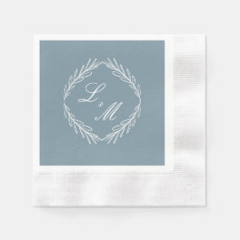 Monogram Script Branch Dusty Blue Wedding Servet