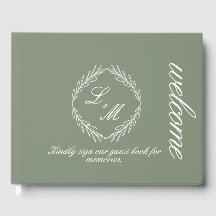 Monogram Script Branch Sage Green Wedding