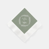 Monogram Script Branch Sage Green Wedding Napkins Servet (Hoek)