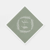 Monogram Script Branch Sage Green Wedding Servet (Hoek)
