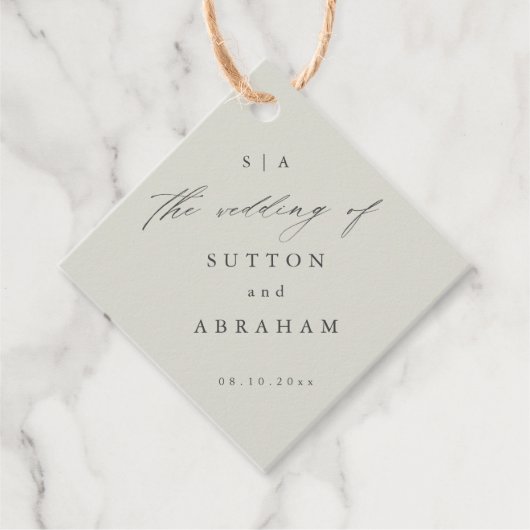 Monogram-script bruiloft bedankjes labels (Voorkant)