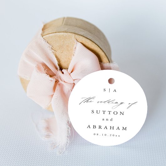 Monogram-script bruiloft bedankjes labels