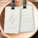 Monogram Script Calligrafie Ivoor White Rose Pink Bagagelabel<br><div class="desc">Moderne Monogram Script Calligrafie Ivoor Wit stoffig Roos Roze Script Initialen Naam bagagelabel. Eenvoudig aan te passen elegant script typografie monogram. Perfecte monogrammed naam cadeau idee!</div>