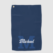 Monogram Script Calligrafie Navy Blue Golf Towel Golfhanddoek (Voorkant)