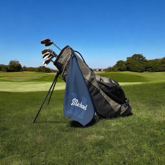 Monogram Script Calligrafie Navy Blue Golf Towel Golfhanddoek
