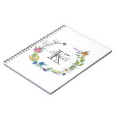 Monogram Script Calligraphy Butterflies Flowers Notitieboek (Linkerzijde)