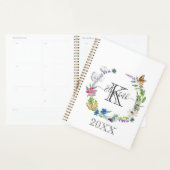 Monogram Script Calligraphy Butterflies Flowers Planner (Display)