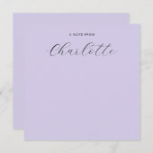 Monogram Script Calligraphy Lavender Notitiekaartje (Voorkant / Achterkant)