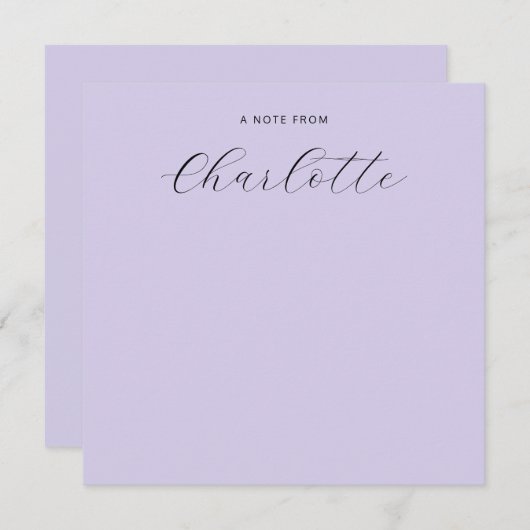 Monogram Script Calligraphy Lavender Notitiekaartje (Voorkant / Achterkant)