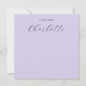 Monogram Script Calligraphy Lavender Notitiekaartje (Voorkant)