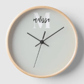 Monogram Script Calligraphy Sage Green Clock (Voorkant)