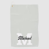 Monogram Script Calligraphy Sage Green Golfhanddoek (Voorkant)
