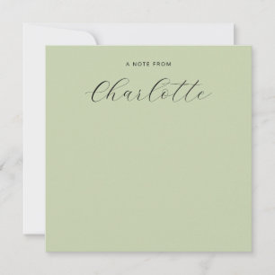 Monogram Script Calligraphy Sage Green Notitiekaartje