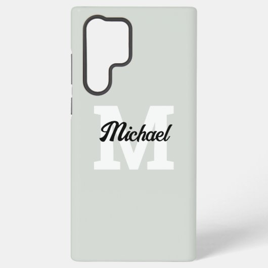 Monogram Script Calligraphy Sage Green Samsung Galaxy Hoesje (Achterkant)