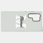 Monogram Script Calligraphy Sage Green Samsung Galaxy Hoesje (Achterkant horizontaal)