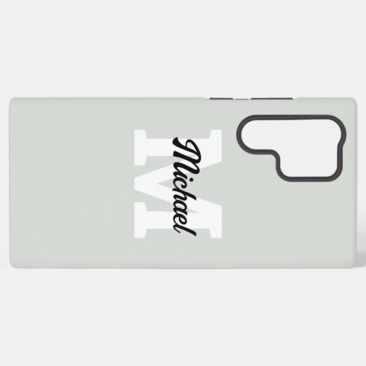 Monogram Script Calligraphy Sage Green Samsung Galaxy Hoesje (Achterkant horizontaal)