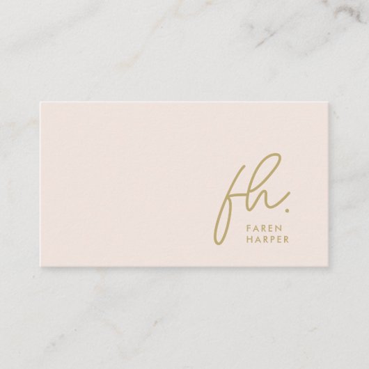 Monogram Script Chic Blush Pink Gold Simple Visitekaartje (Voorkant)