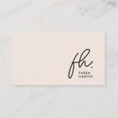 Monogram Script Chic Blush Pink Simple Elegant Visitekaartje (Voorkant)