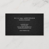 Monogram Script Corporate Minimal Black Linen Visitekaartje (Achterkant)