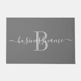 Monogram Script Custom Business Logo Grey Deurmat