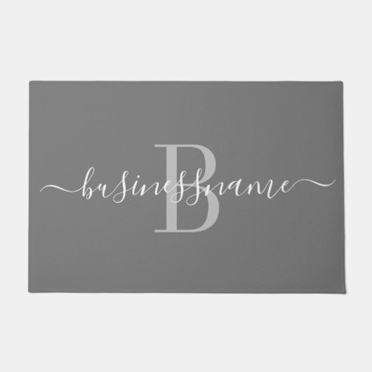Monogram Script Custom Business Logo Grey Deurmat (Voorkant)