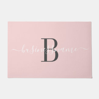 Monogram Script Custom Business Logo Roze Deurmat