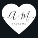 Monogram Script Custom Wedding date Heart Hart Sticker<br><div class="desc">Elevate your wedding details with the Minimalist Monogram Script Custom Wedding Date Heart shaped Sticker (see other shapes). This elegant and personalized sticker adds a touch of sophistication to your wedding stationery, allowing you to showcase your monogram and wedding date in a simple yet impactful way. The sticker features a...</div>