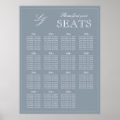 Monogram Script Dusty Blue Modern Wedding Seat Poster (Voorkant)