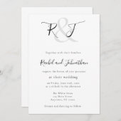 Monogram Script Eenvoudige bruiloft uitnodiging (Voorkant / Achterkant)