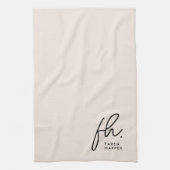 Monogram Script Eenvoudige Minimale Elegante Blush Theedoek (Verticaal)