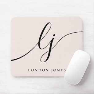 Monogram Script Elegant Girly Blush Pink Muismat