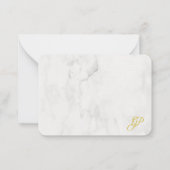 Monogram Script Elegant White Marble Sjabloon (Achterkant)