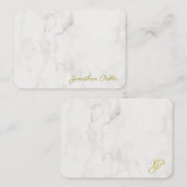 Monogram Script Elegant White Marble Sjabloon (Voorkant / Achterkant)