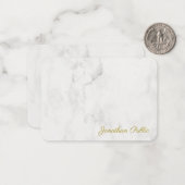 Monogram Script Elegant White Marble Sjabloon (Voorkant / Achterkant in situ)