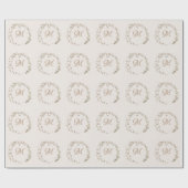 Monogram Script Elegant Wreath Wedding Cadeaupapier (Vlak)