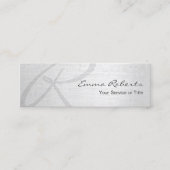 Monogram Script Elegant Zilver Mini Mini Visitekaartje (Voorkant)