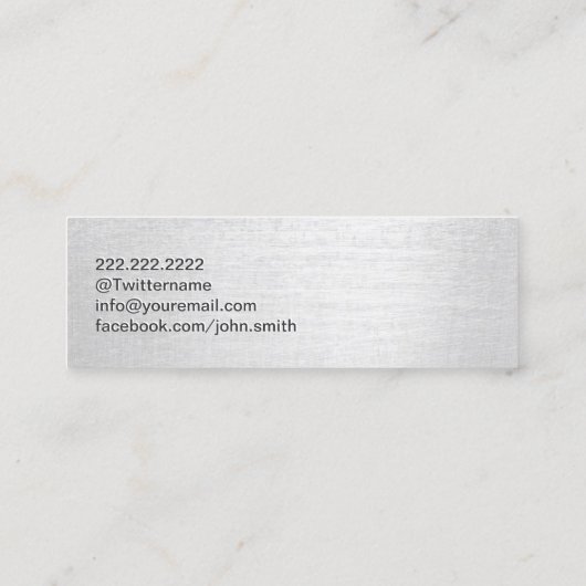 Monogram Script Elegant Zilver Mini Visitekaartje (Achterkant)