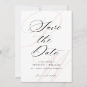 Monogram Script Elegante foto bruiloft Save The Date (Voorkant)