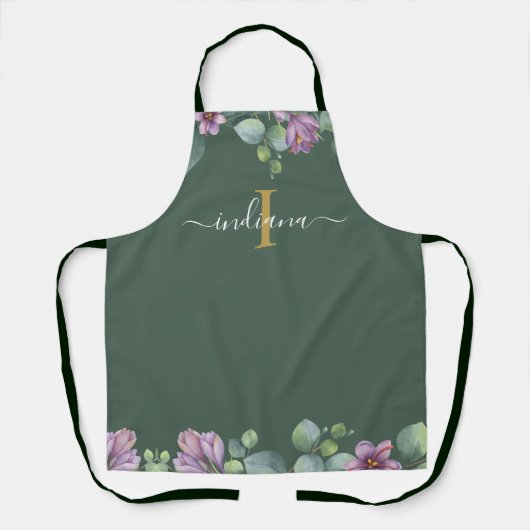 Monogram Script Eucalyptus Botanische naam Schort (Voorkant)