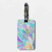Monogram Script Faux Holographic Rainbow Bagagelabel (Achterkant verticaal)