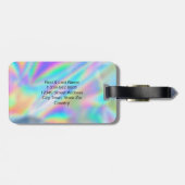 Monogram Script Faux Holographic Rainbow Bagagelabel (Achterkant horizontaal)