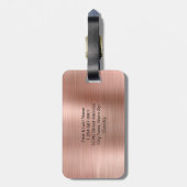 Monogram Script Faux Roos Gold Metal Steel Bagagelabel (Achterkant verticaal)