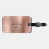 Monogram Script Faux Roos Gold Metal Steel Bagagelabel (Achterkant horizontaal)