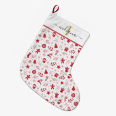 Monogram Script Festieve Feestdagen Grote Kerstsok (Voorkant (Hangend))