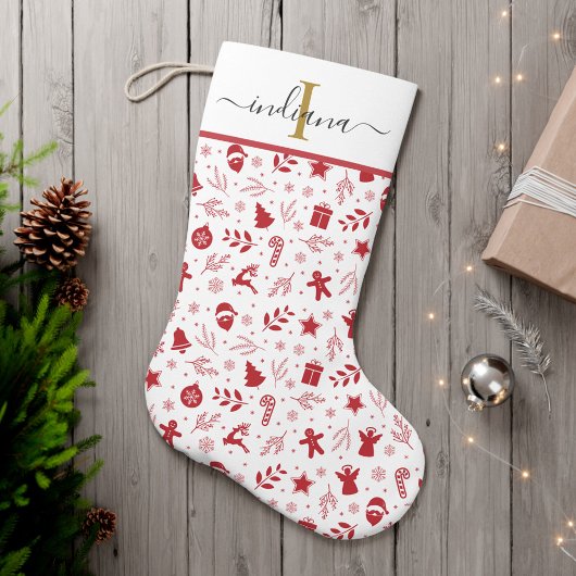 Monogram Script Festieve Feestdagen Grote Kerstsok