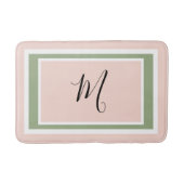 Monogram Script Geometric Blush Pink Green Badmat (Voorkant)