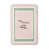 Monogram Script Geometric Blush Pink Green Badmat (Voorkant Verticaal)